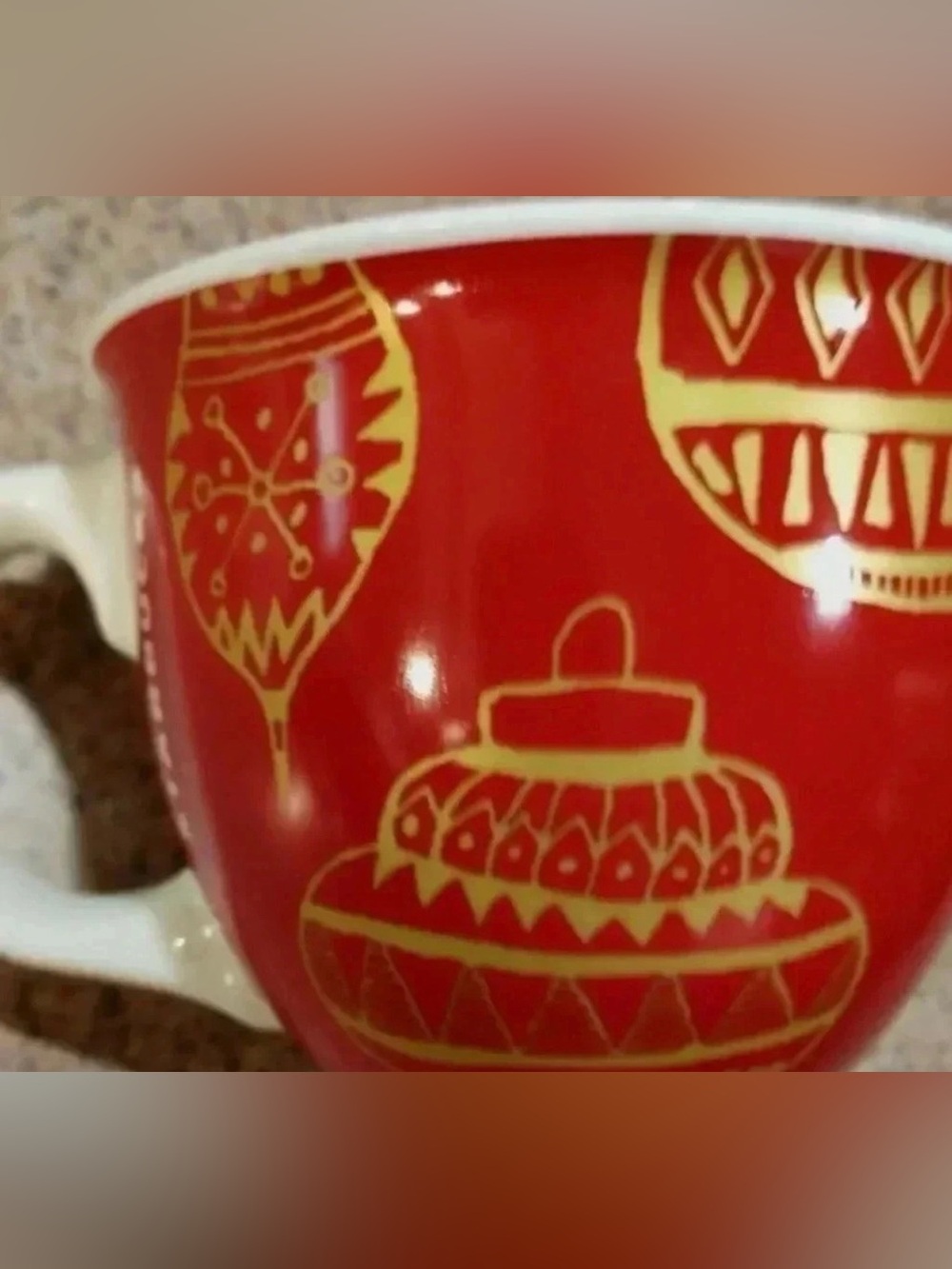 Starbucks 2015 Holiday Mug Coffee Tea Hot Chocolate Red Gold Ornaments - Picture 2 of 12